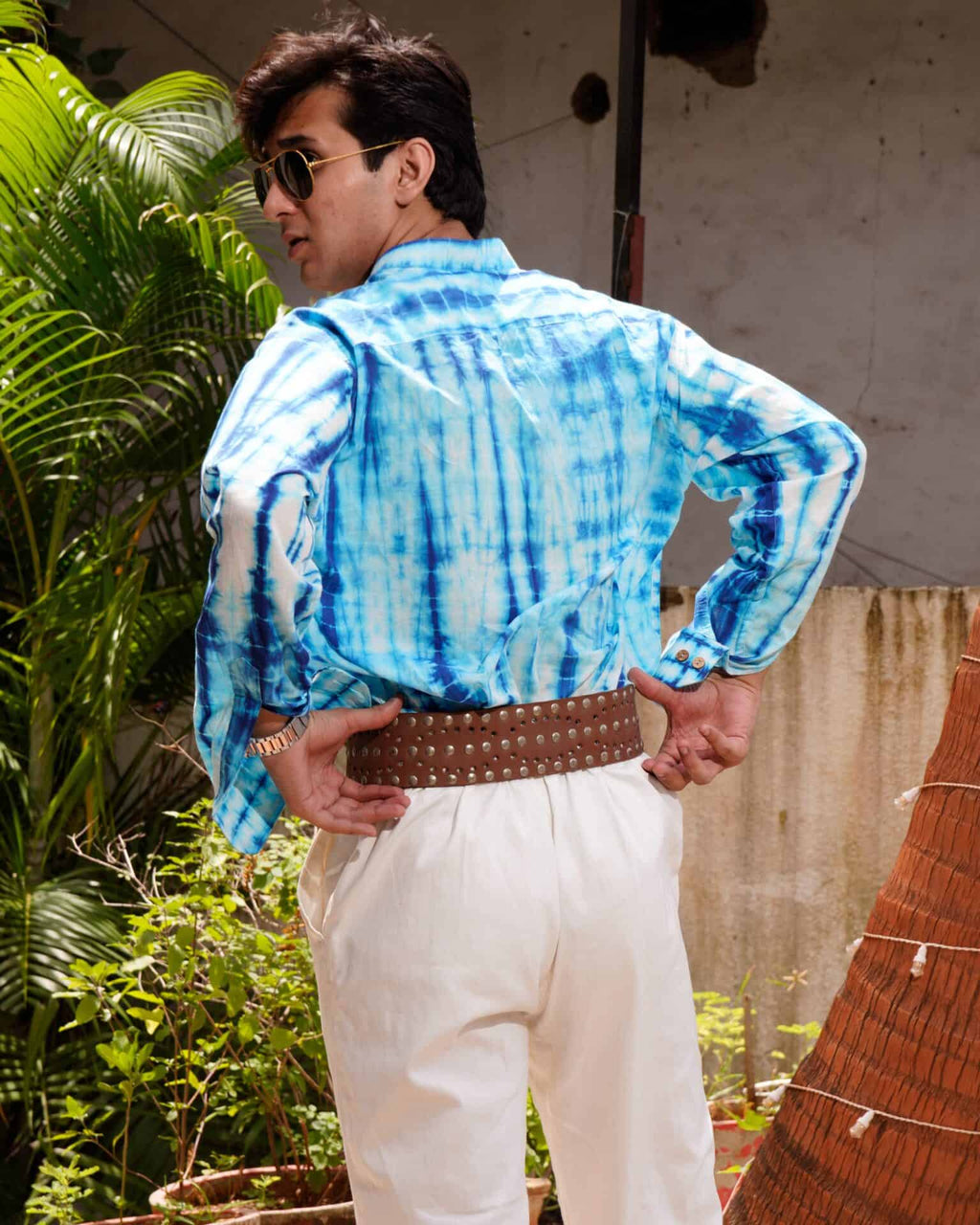 Blue Shibori Retro Shirt