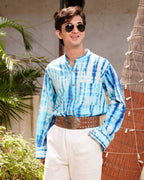 Blue Shibori Retro Shirt