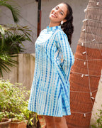 Blue Shibori Retro Dress