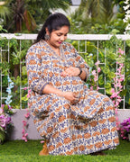 Caramel Floral Maternity Dress