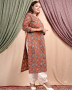 Leafy Brown Straight Kurti