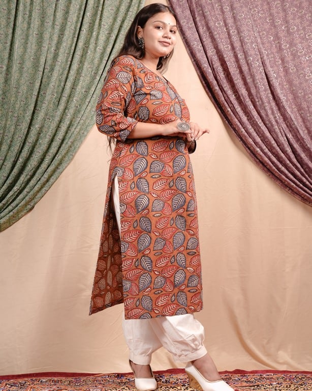 Leafy Brown Straight Kurti