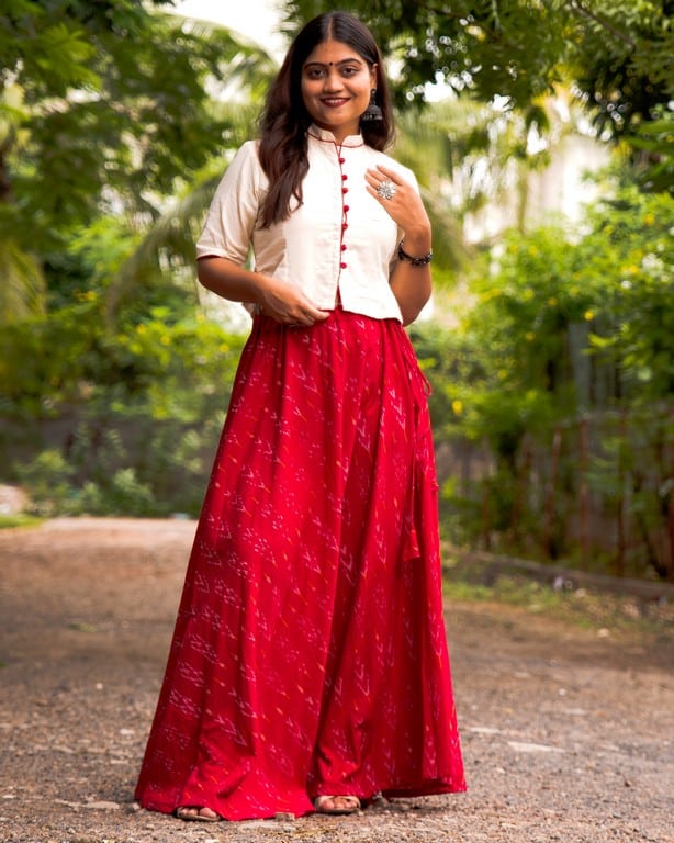 Rose Red Skirt Blouse Maternity Set