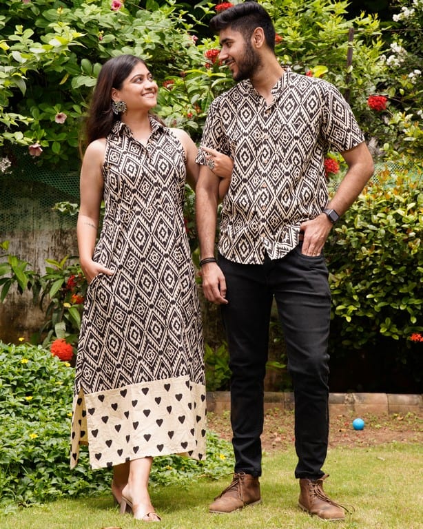 Black Aztec Halter Midi Couple Set