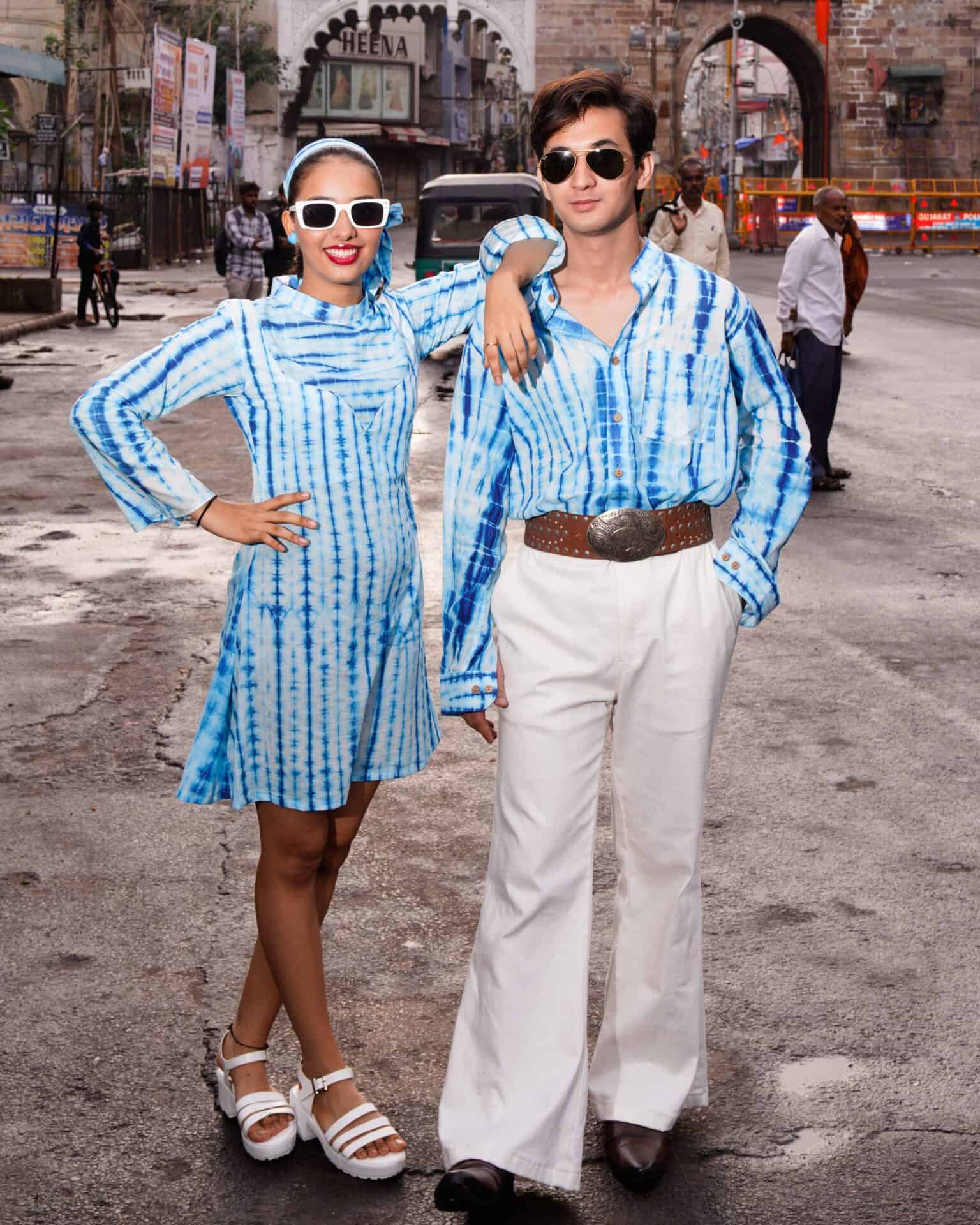 Blue Shibori Retro Couple Set Main image