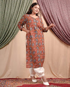 Leafy Brown Straight Kurti