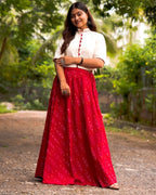 Rose Red  Skirt Blouse Set