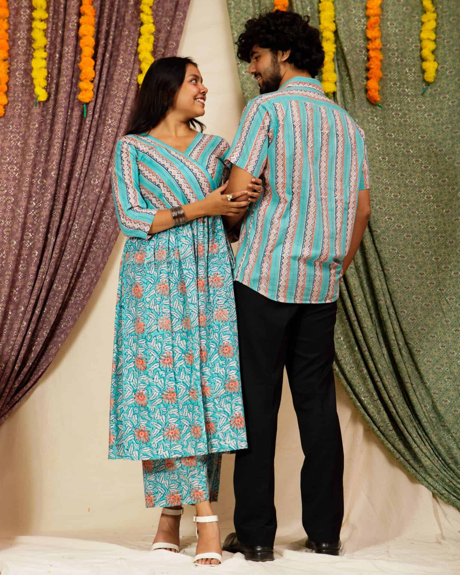 Cotton Candy Angrakha Couple Set