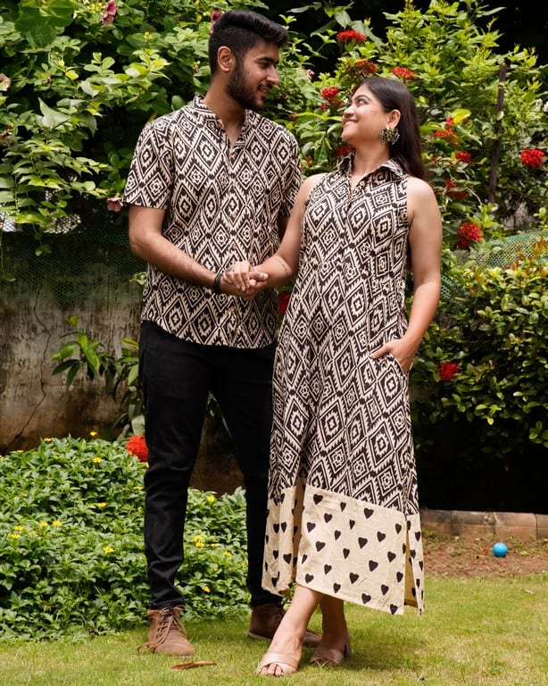 Black Aztec Halter Midi Couple Set