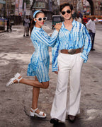 Blue Shibori Retro Couple Set