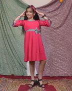 Raspberry Aqua Pink Flair Kids Dress