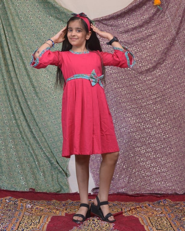 Raspberry Aqua Pink Flair Kids Dress