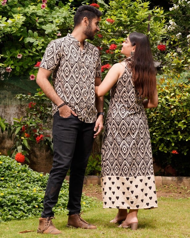 Black Aztec Halter Midi Couple Set