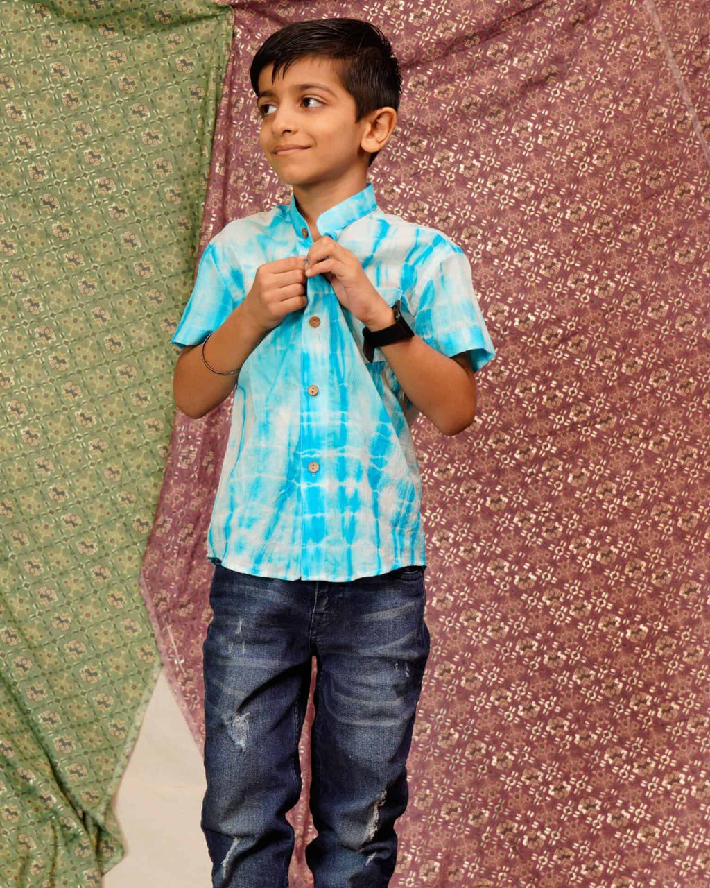 Blue Shibori Kids Shirt
