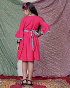 Raspberry Aqua Pink Flair Kids Dress