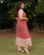 Red Aztec Halter Midi Dress