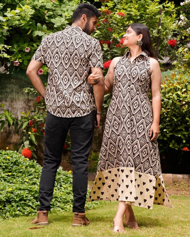 Black Aztec Halter Midi Couple Set