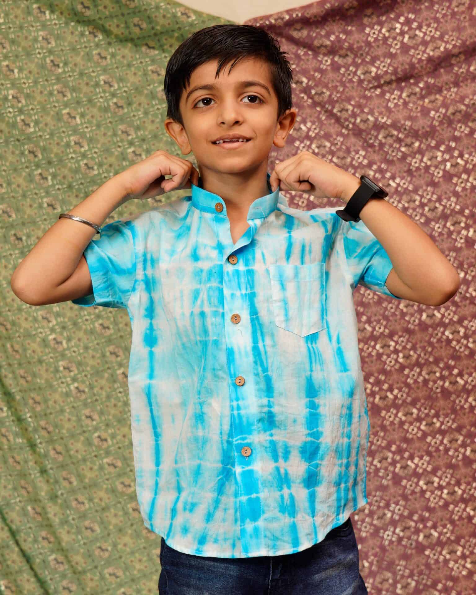 Blue Shibori Kids Shirt