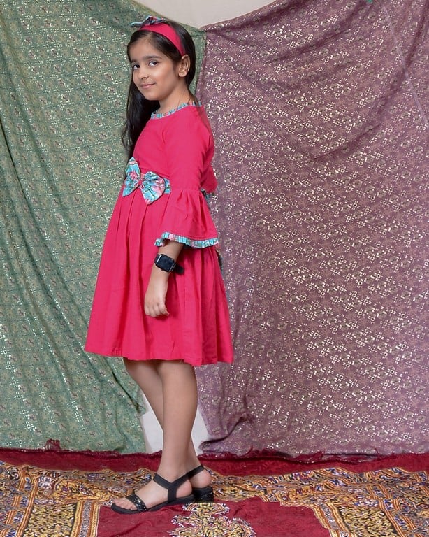 Raspberry Aqua Pink Flair Kids Dress