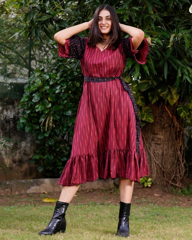 Beetroot Diverting Threads Dress Main image