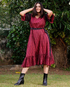 Beetroot Diverting Threads Dress