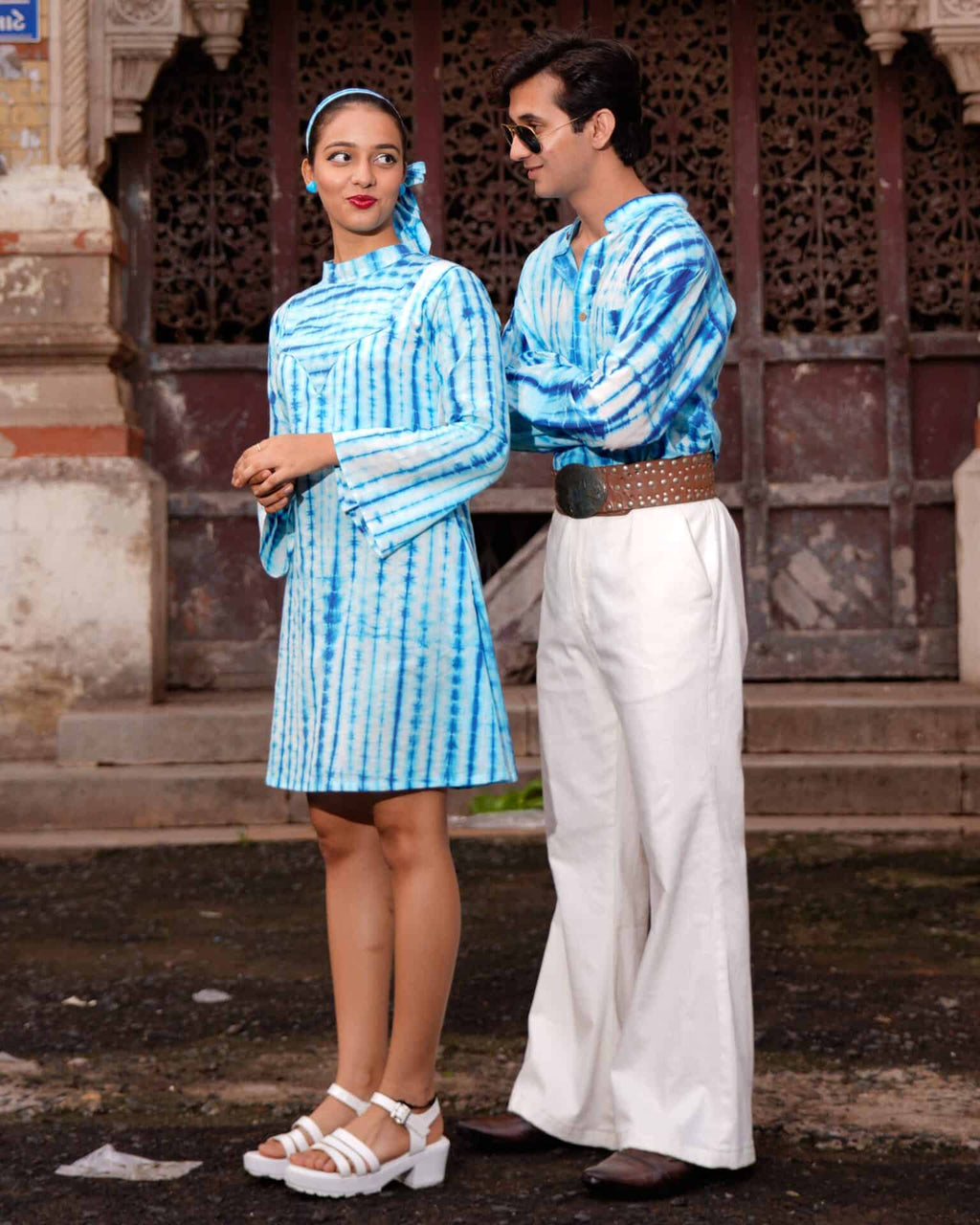 Blue Shibori Retro Couple Set