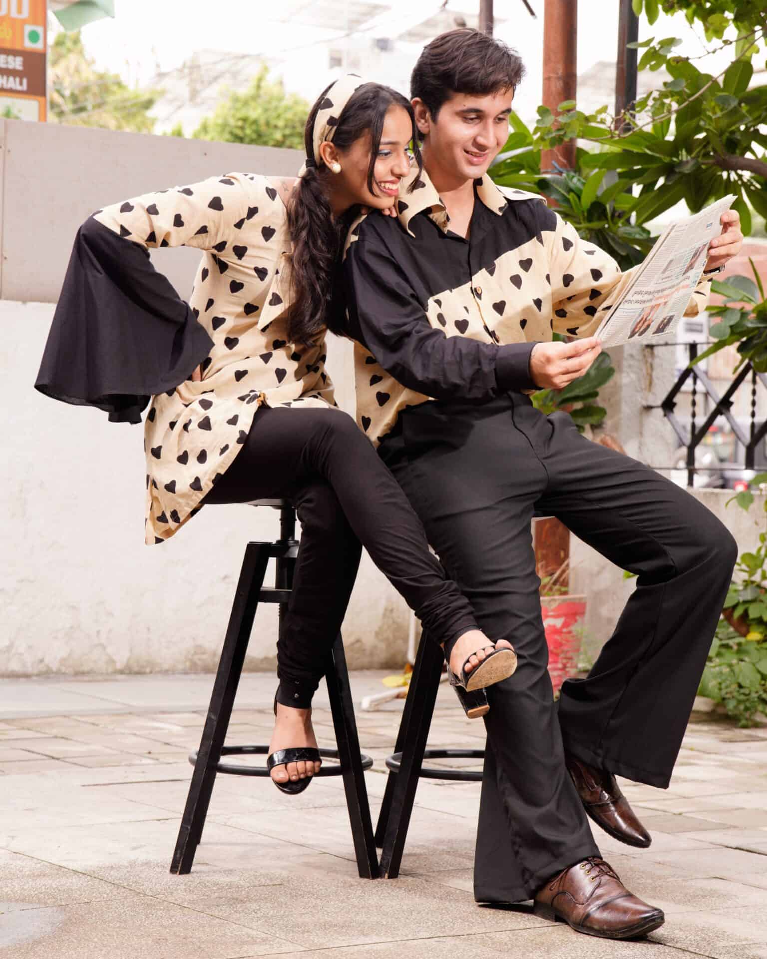 Black Cinnamon Cupid Retro Couple Set