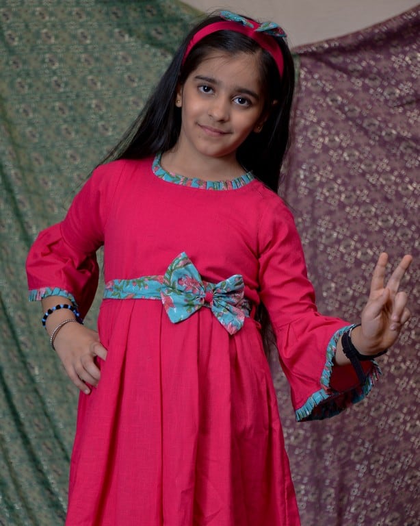 Raspberry Aqua Pink Flair Kids Dress