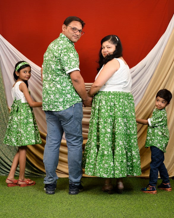 Emerald Green Cutwork Family Set