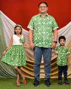 Emerald Green Cutwork Father Kid Twining