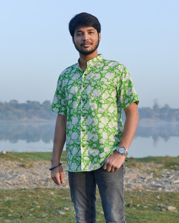 Pistachio Green Floral Shirt