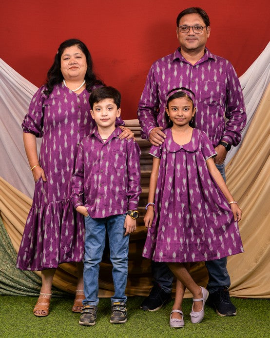 Purple Aster Ikat Frill Family Set