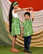 Emerald Green Cutwork Father Kid Twining