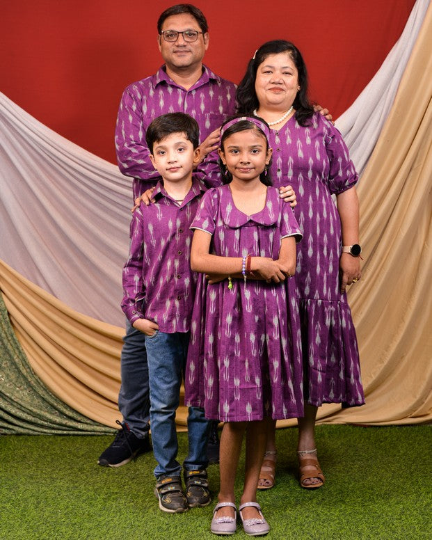 Purple Aster Ikat Frill Family Set