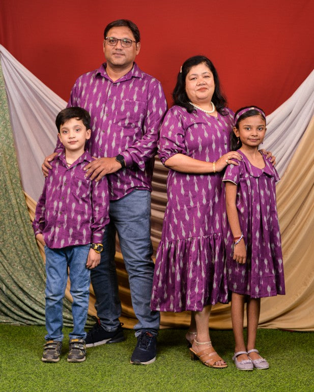 Purple Aster Ikat Frill Family Set