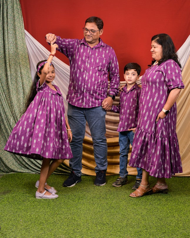 Purple Aster Ikat Frill Family Set