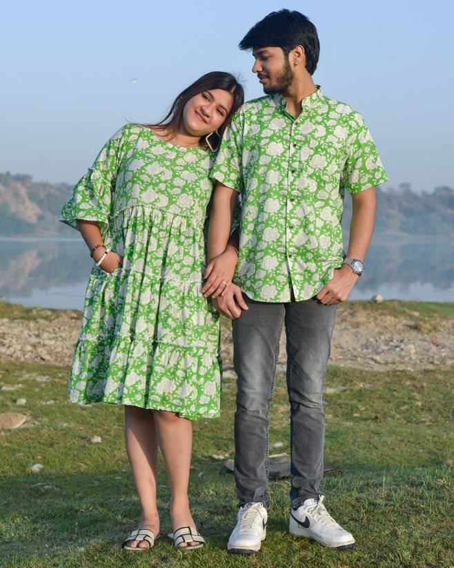 Pistachio Green Floral Couple