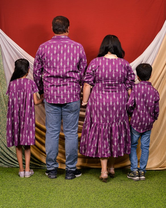 Purple Aster Ikat Frill Family Set