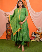 Green Ikat Anarkali Maternity Set
