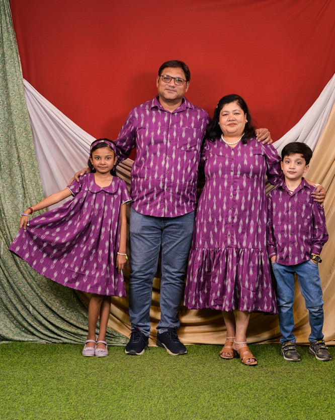 Purple Aster Ikat Frill Family Set