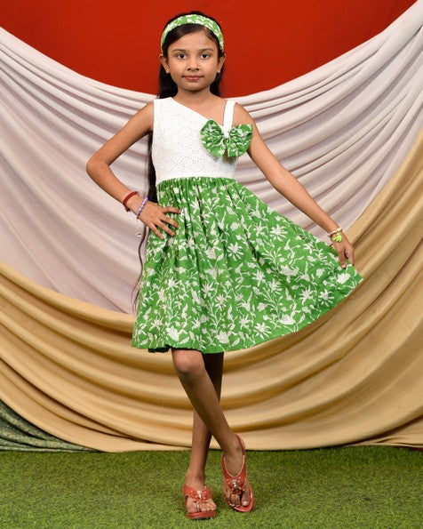 Emerald Green Cutwork Kids Dress
