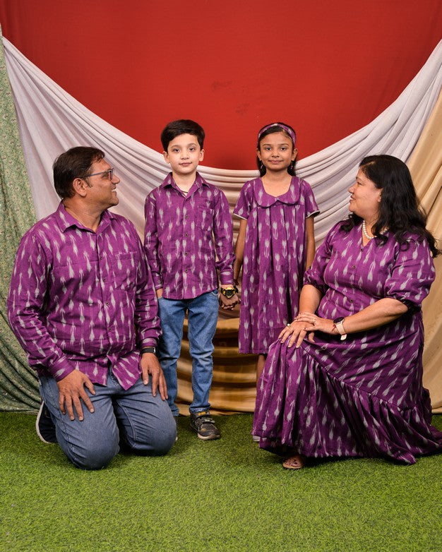 Purple Aster Ikat Frill Family Set