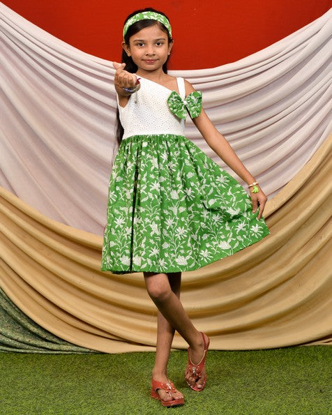 Emerald Green Cutwork Kids Dress