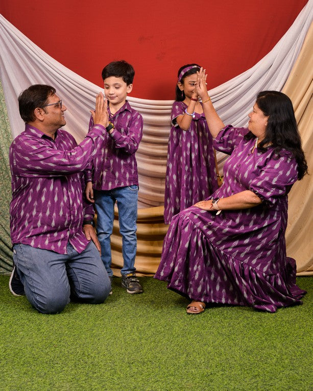 Purple Aster Ikat Frill Family Set