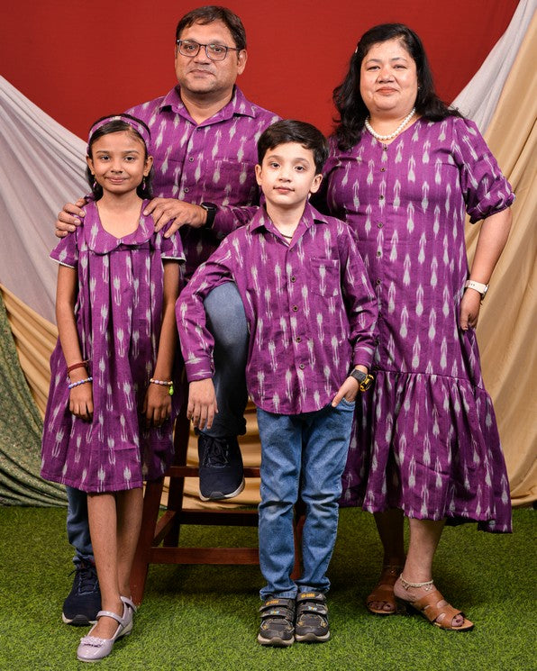 Purple Aster Ikat Frill Family Set