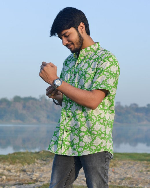 Pistachio Green Floral Shirt