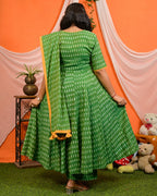 Green Ikat Anarkali Maternity Set