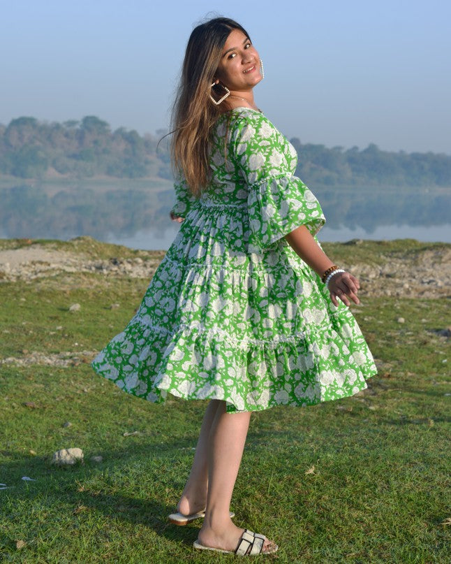 Pistachio Green Floral Nursing Dress