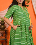 Green Ikat Anarkali Maternity Set