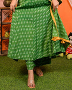Green Ikat Anarkali Maternity Set